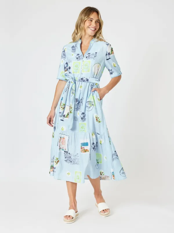 Destination Print Maxi Dress - Pale Blue sold by RC & Co