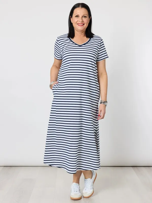 Gemma Stripe Print Dress - Navy/White sold by RC & Co