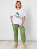 Sarah Linen Pleat Hem Pant - Basil sold by RC & Co