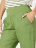Sarah Linen Pleat Hem Pant - Basil sold by RC & Co