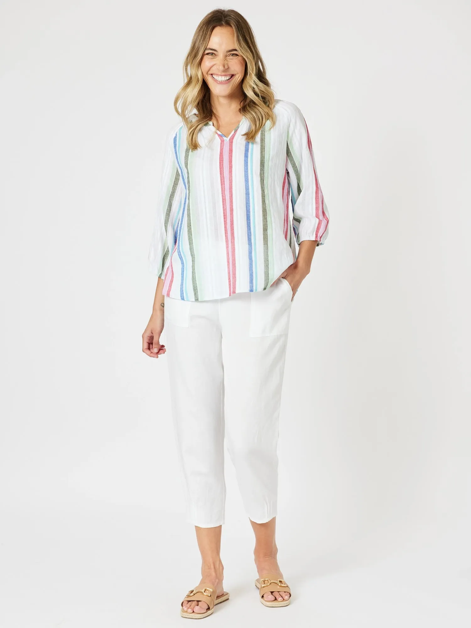 Havana Stripe Print Top - Basil Multi sold by RC & Co product image thumbnail 5