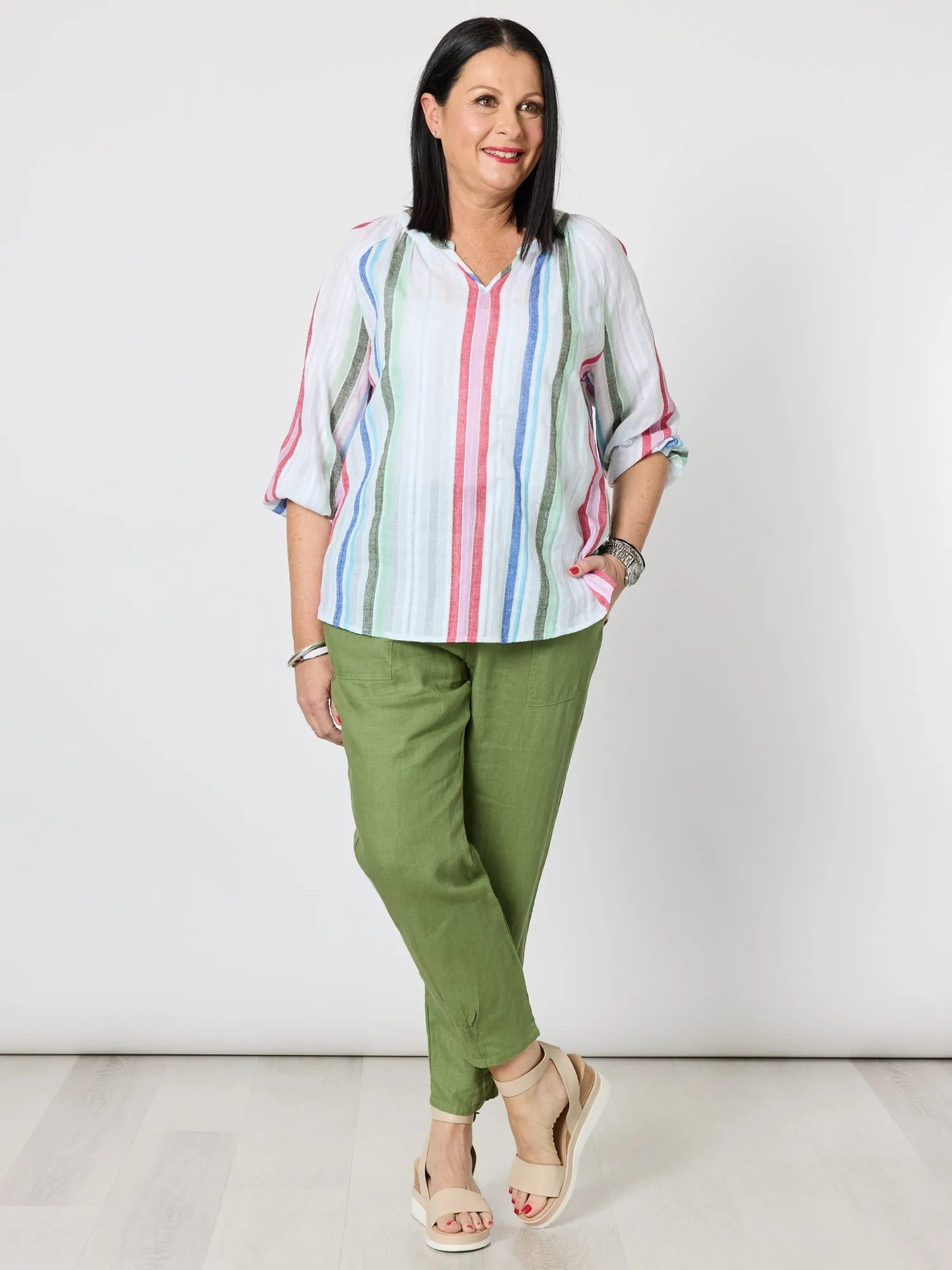 Havana Stripe Print Top - Basil Multi sold by RC & Co product image thumbnail 2