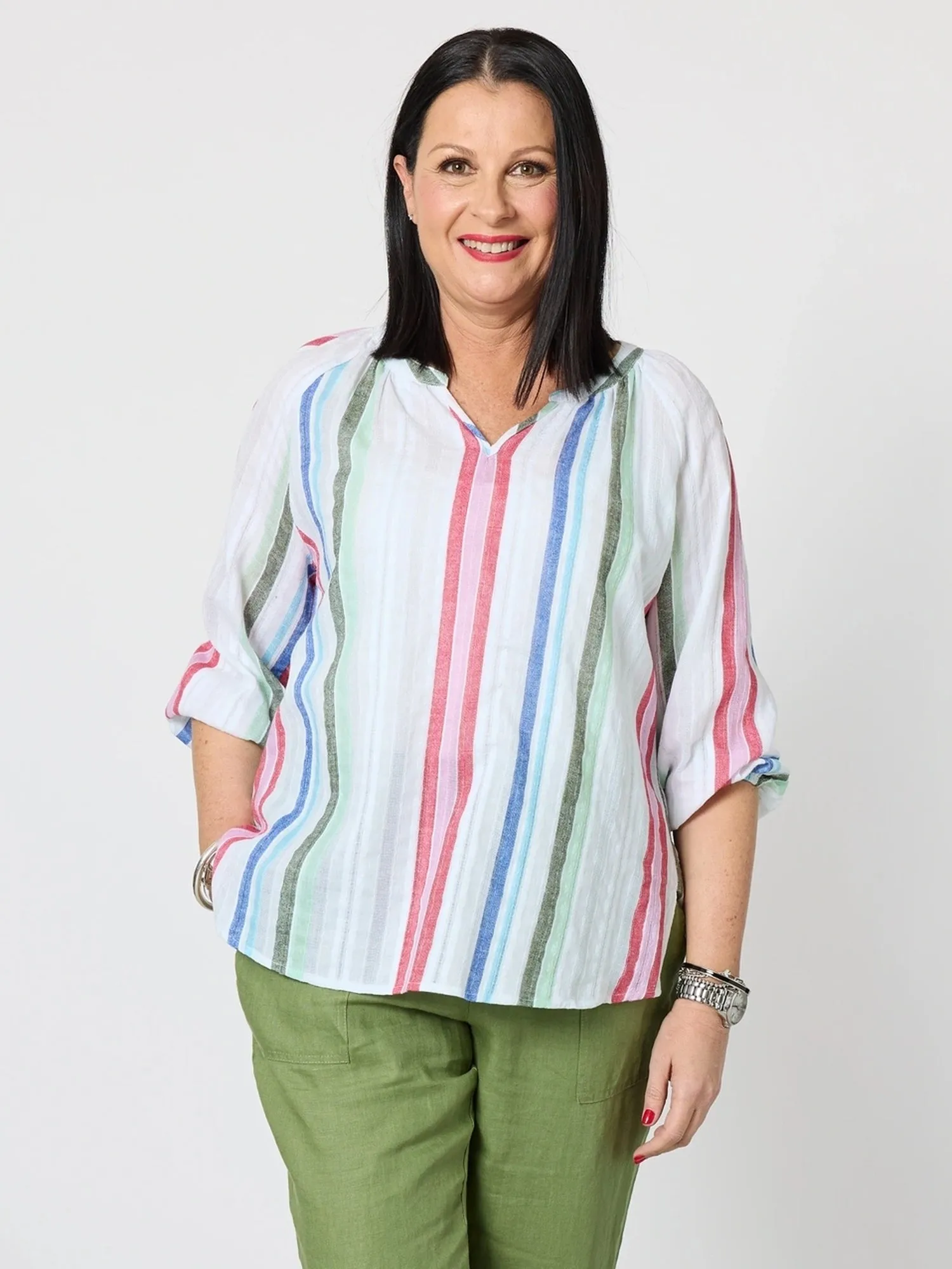 Havana Stripe Print Top - Basil Multi sold by RC & Co product image thumbnail 3
