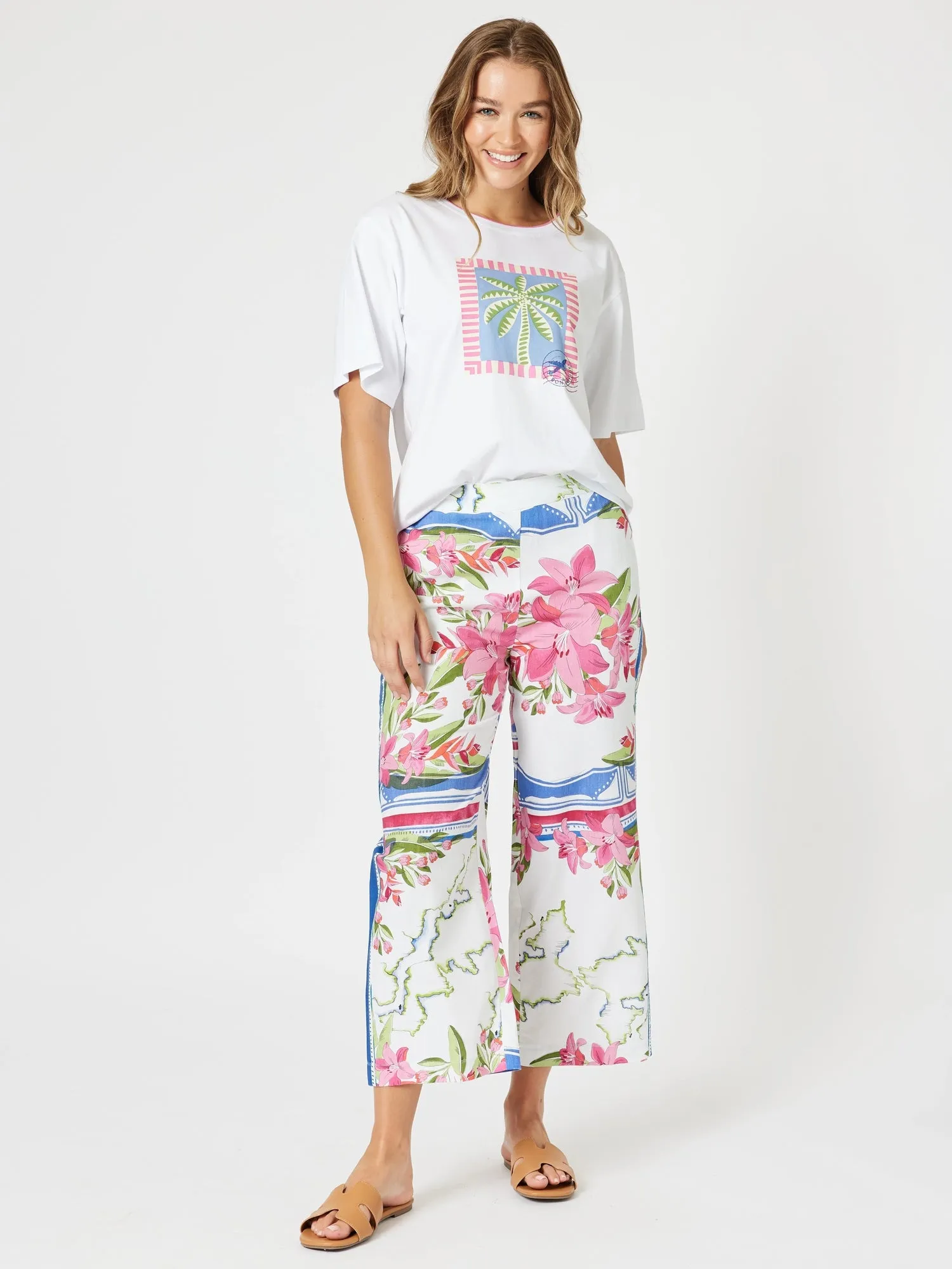 Monaco Floral Print Wide Leg Pant - Sardinia Blue Multi sold by RC & Co product image thumbnail 4