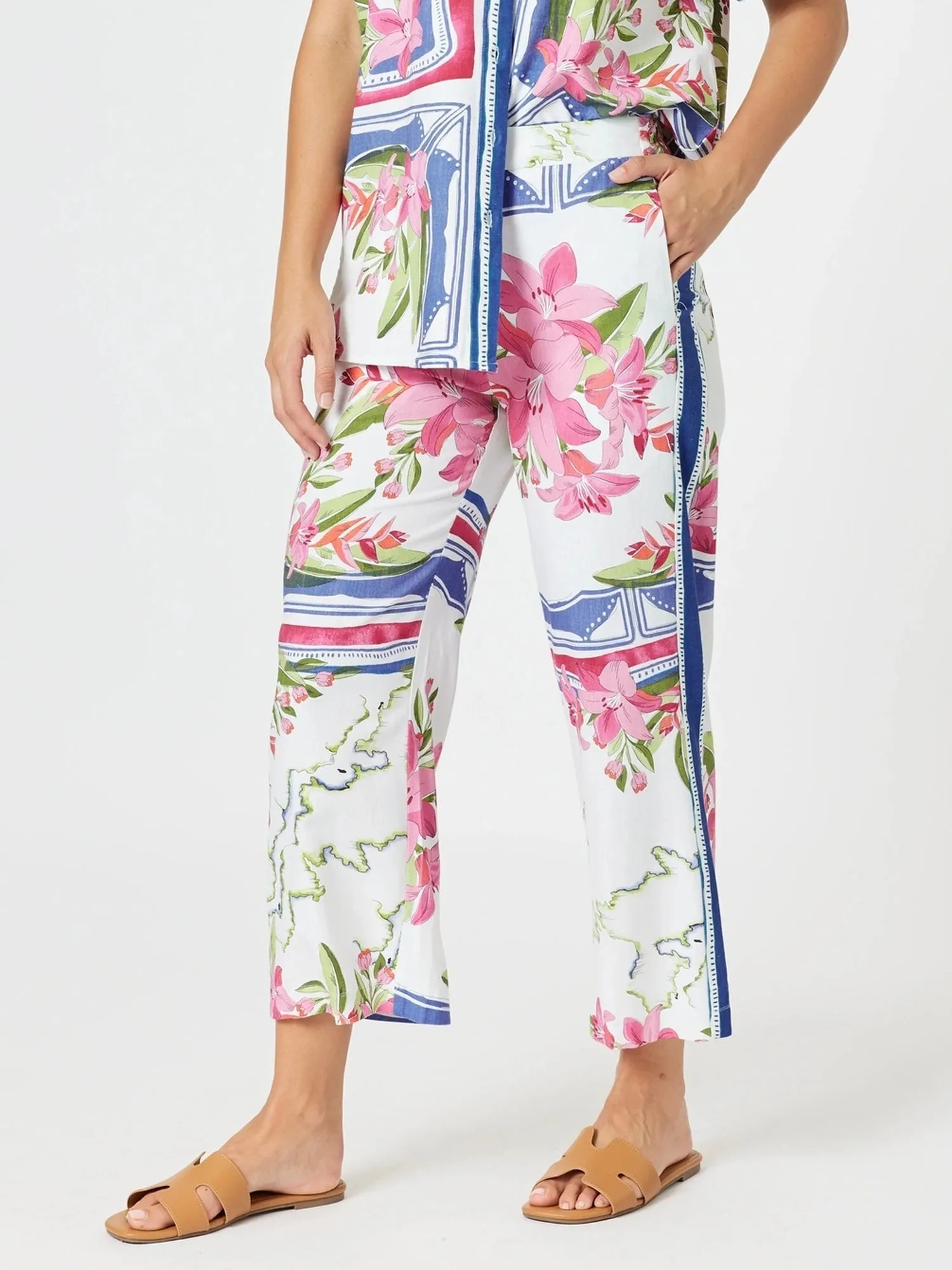 Monaco Floral Print Wide Leg Pant - Sardinia Blue Multi sold by RC & Co product image thumbnail 3