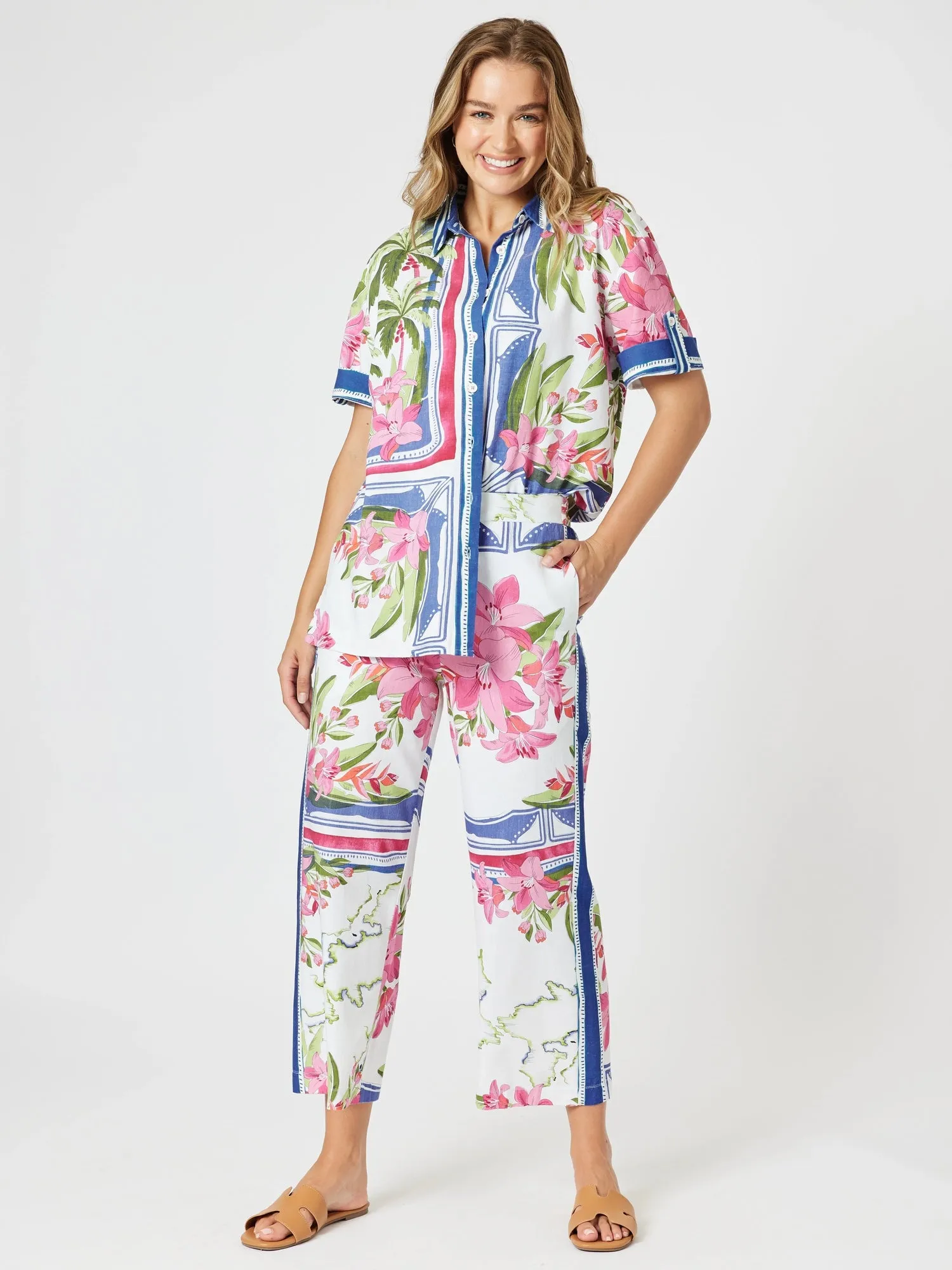 Monaco Floral Print Wide Leg Pant - Sardinia Blue Multi sold by RC & Co product image thumbnail 2