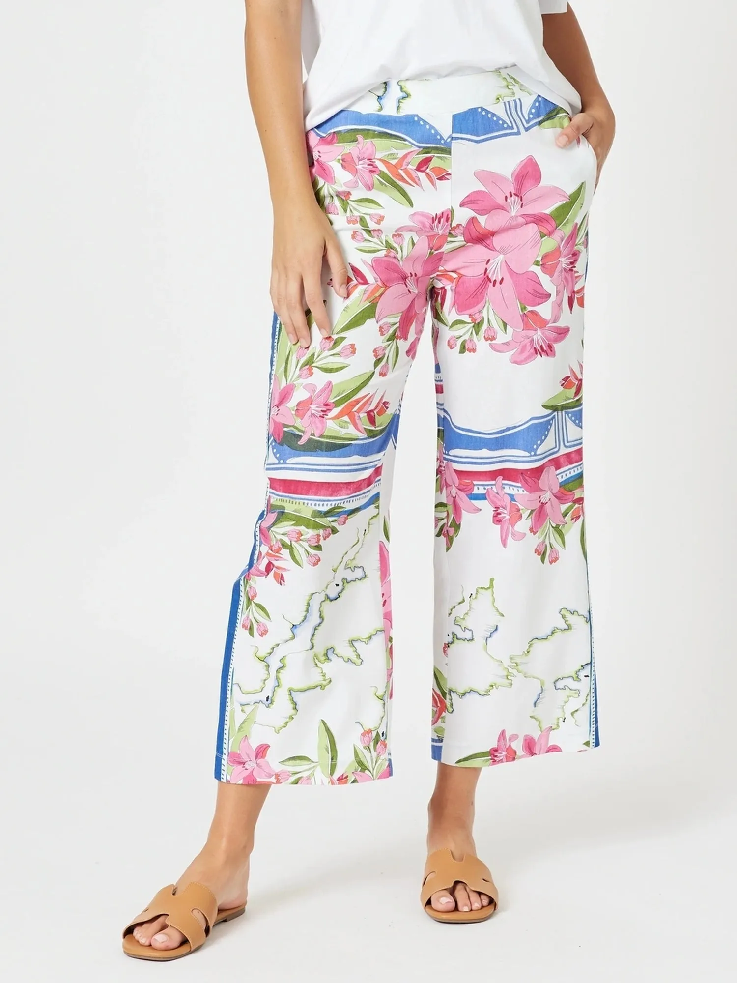 Monaco Floral Print Wide Leg Pant - Sardinia Blue Multi sold by RC & Co