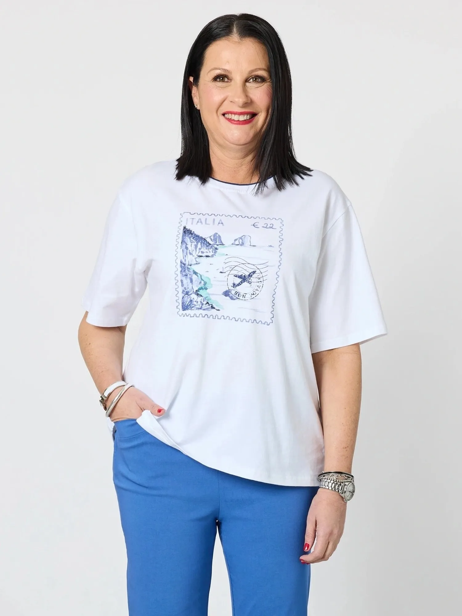 Italia Print Tee - White/Blue sold by RC & Co product image thumbnail 5