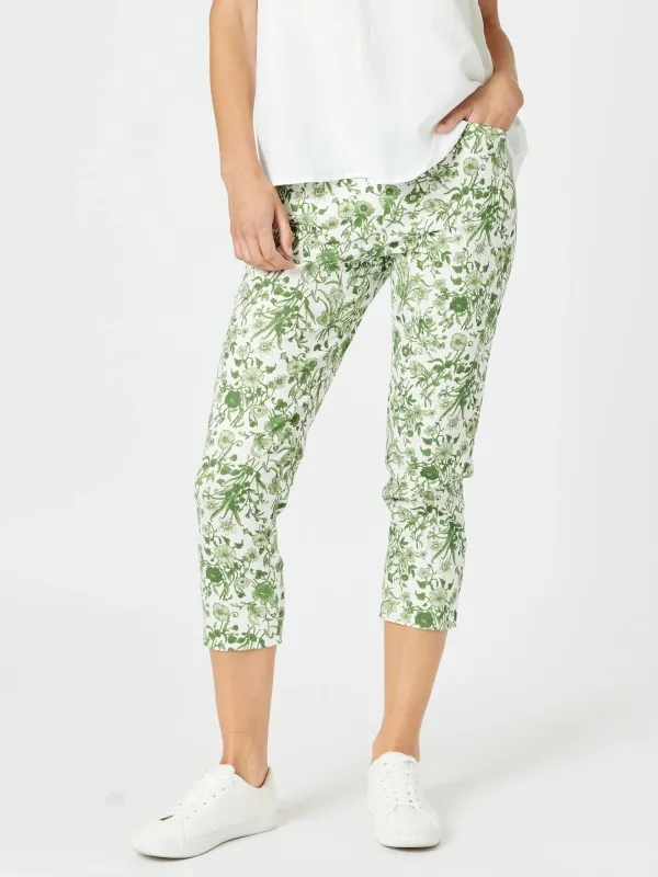 Alexandria Floral Print Pant - Basil White sold by RC & Co