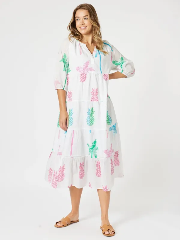 Pina Colada Pineapple Print Dress - White Multi sold by RC & Co