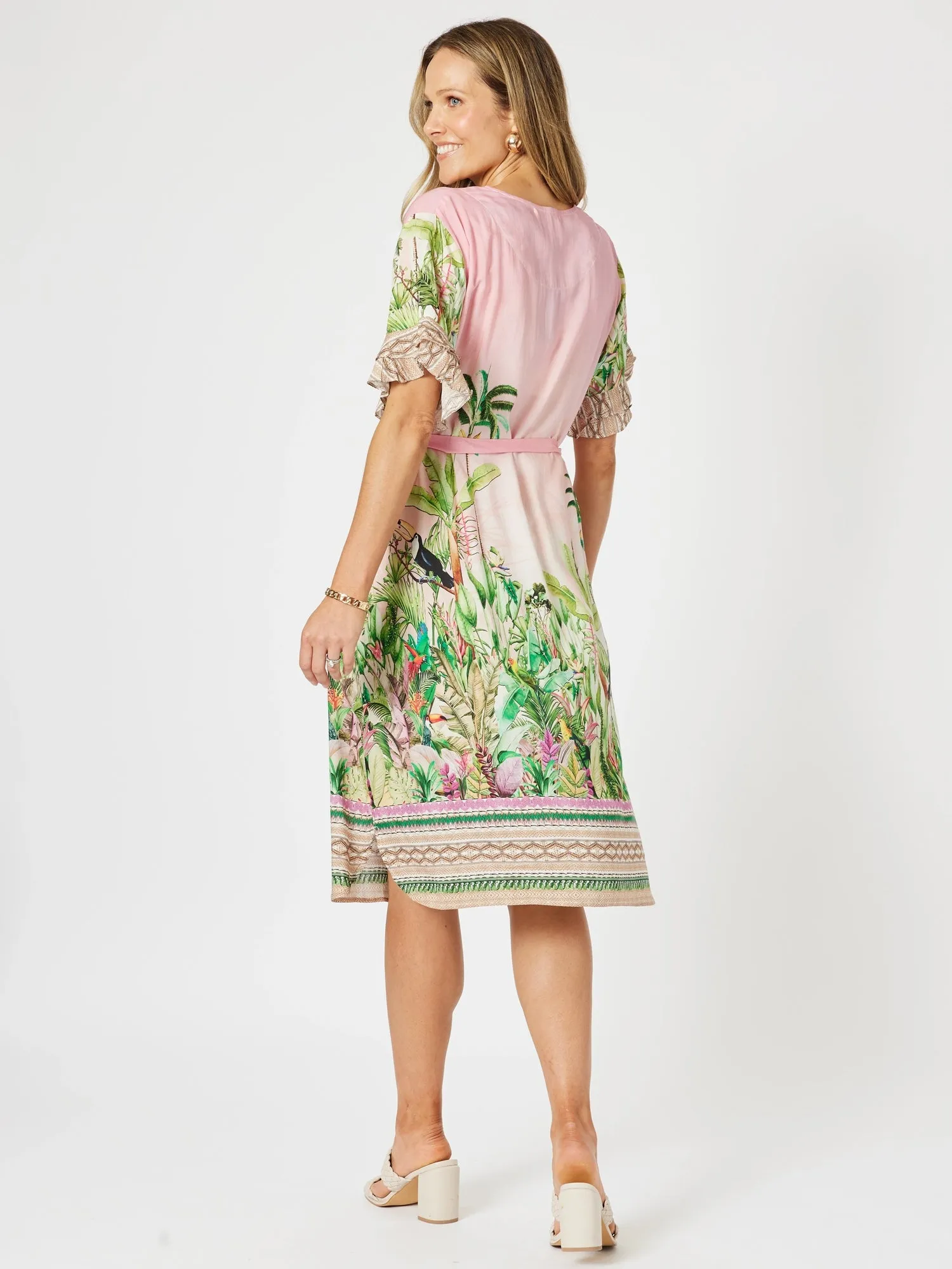 Toucan Print Ruffle Sleeve Dress - Pink sold by RC & Co product image thumbnail 5
