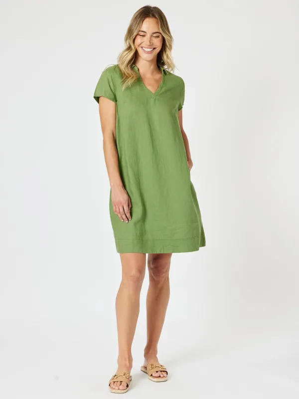 Bravo Linen Shift Dress - Basil sold by RC & Co