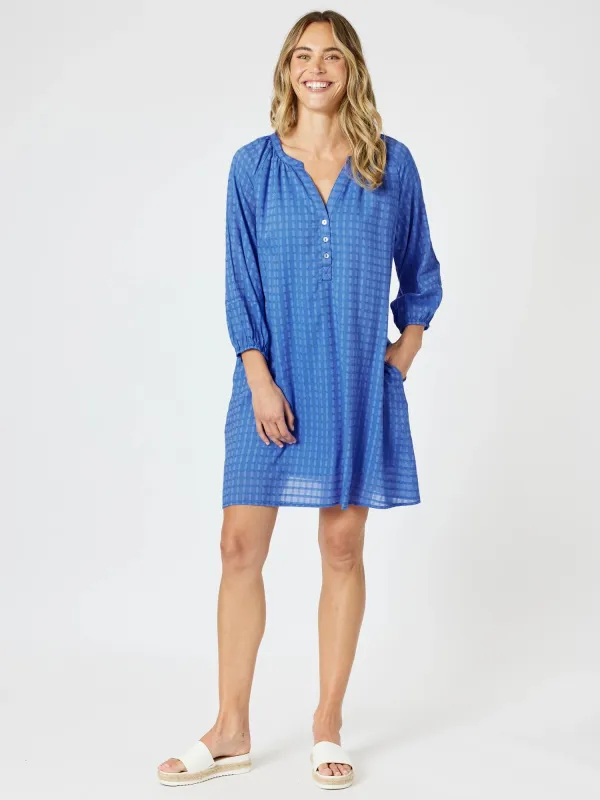 Mykonos Check Dress - Sardinia Blue sold by RC & Co