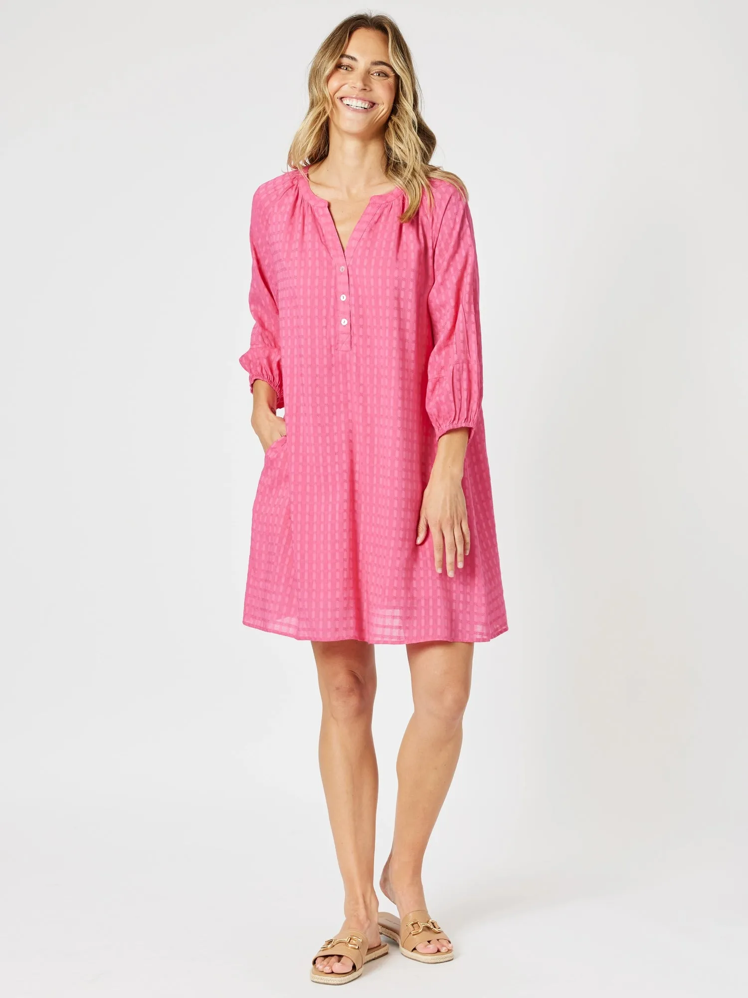 Mykonos Check Dress - Peony sold by RC & Co product image thumbnail 4