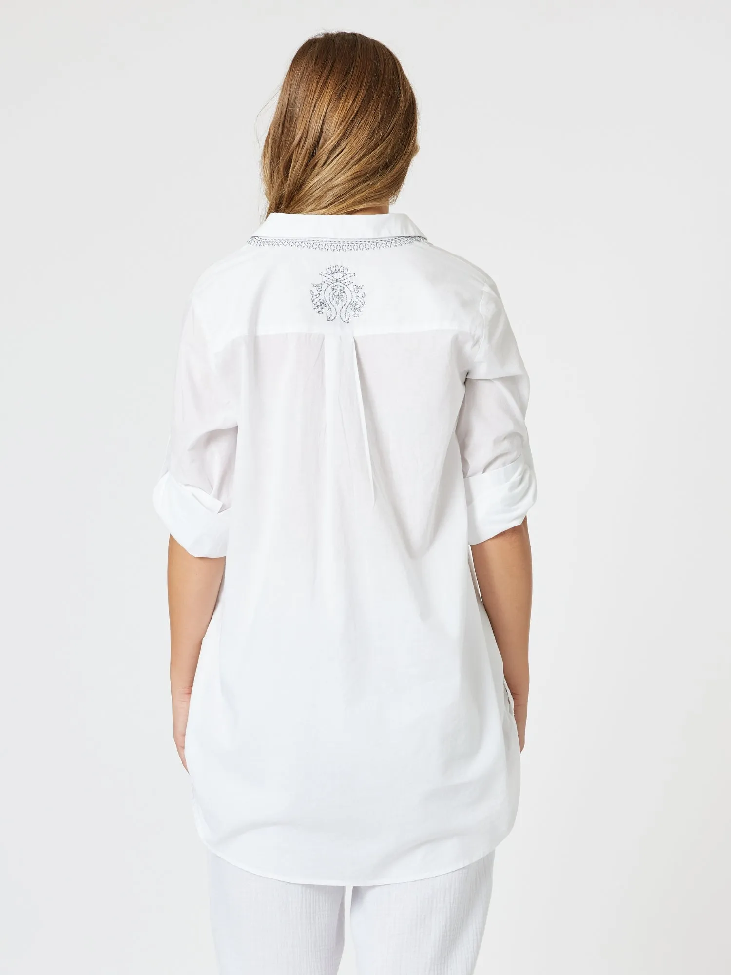 Bella Embroidered Top - White/Blue sold by RC & Co product image thumbnail 4