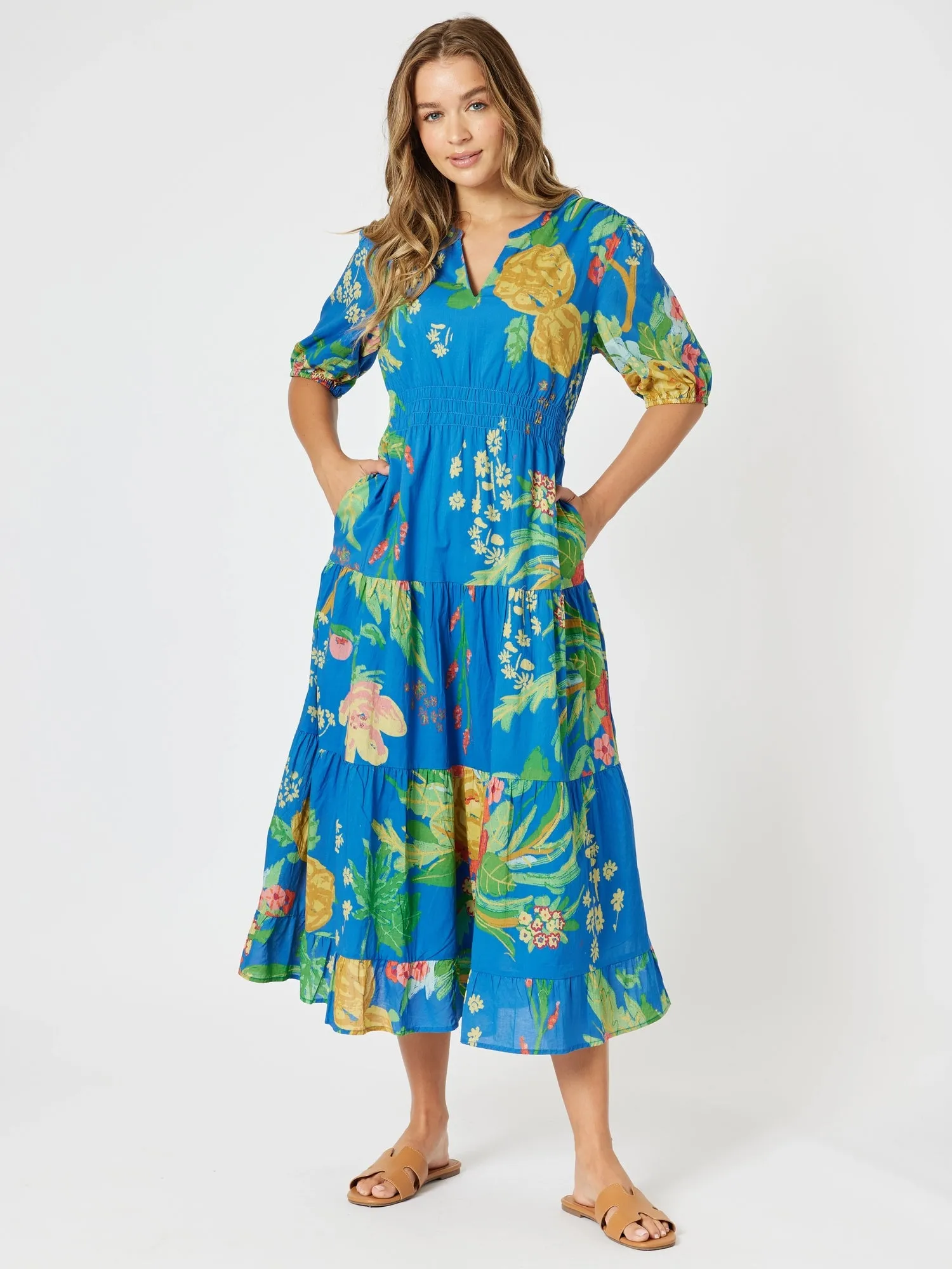 Tropics Floral Print Dress - Blue/Multi sold by RC & Co