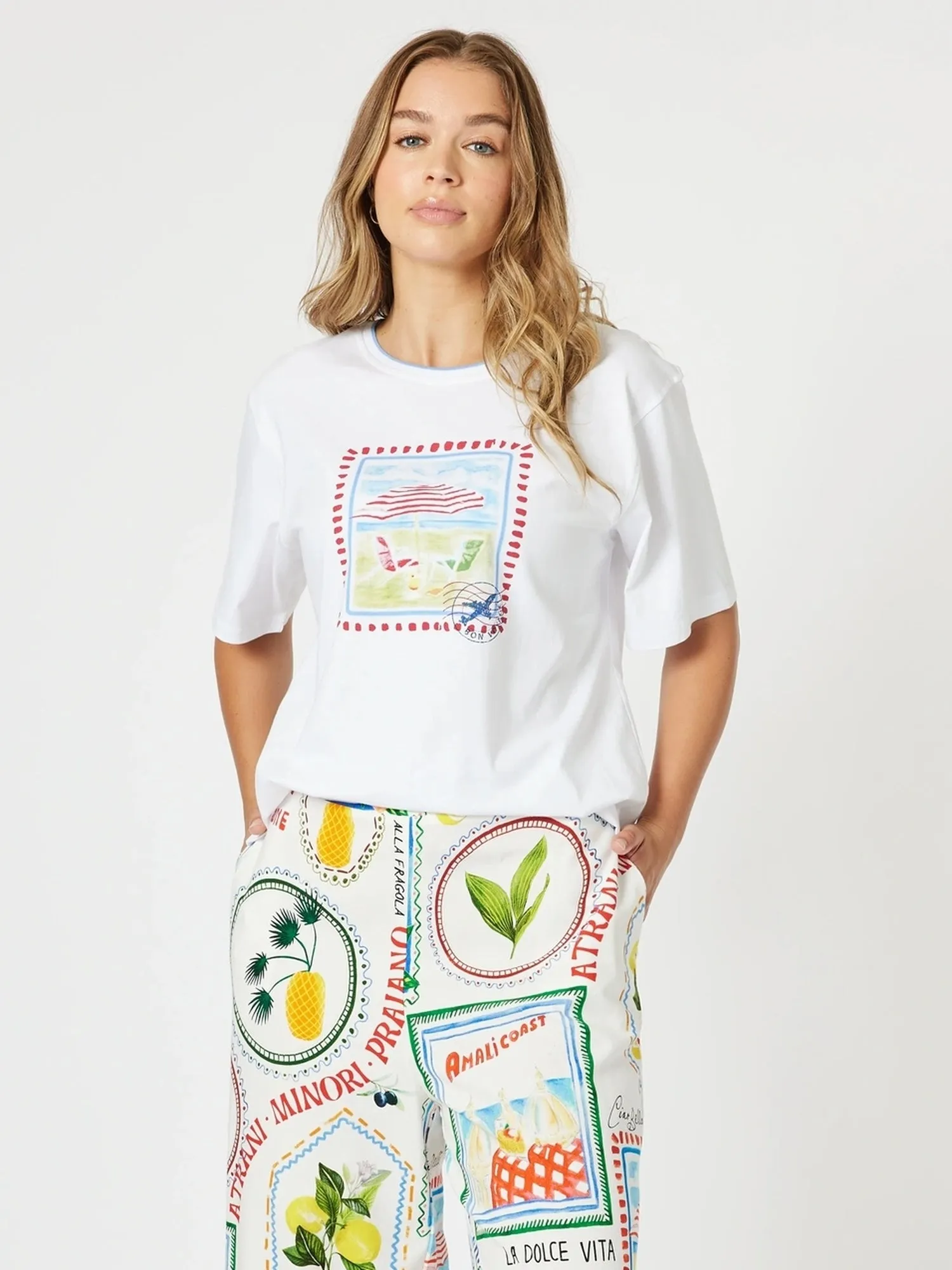 Amalfi Print Tee - White sold by RC & Co