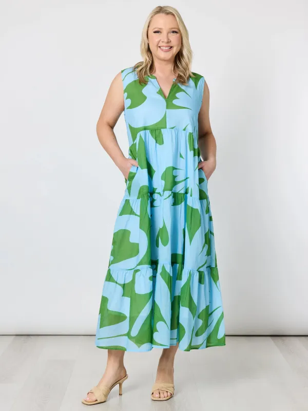 Sienna Print Dress - Blue Green sold by RC & Co