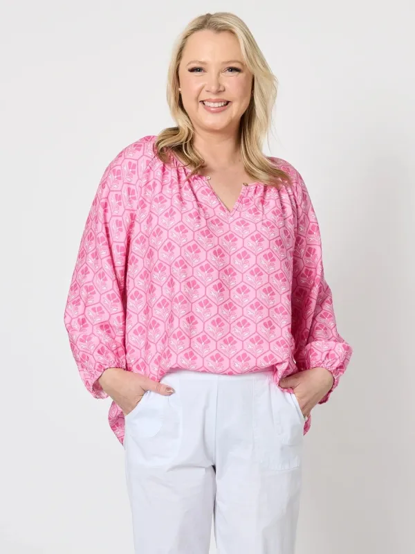 Floral Art Print Top - Pink sold by RC & Co