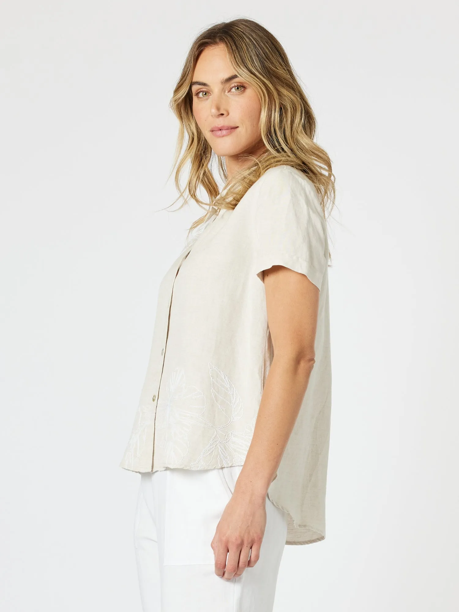 Lino Embroidered Shirt - Natural/White sold by RC & Co product image thumbnail 5