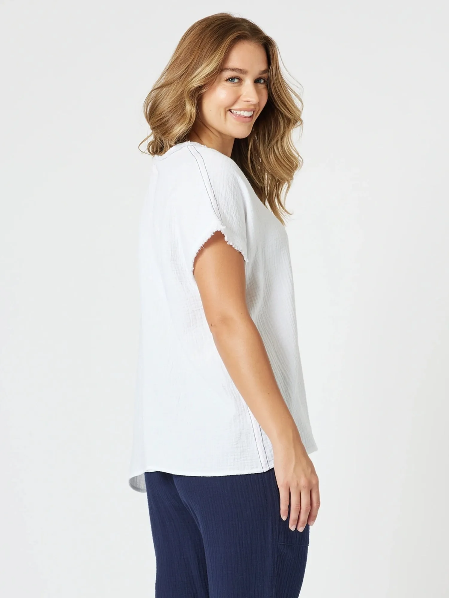 Mills Byron Cotton Top - White sold by RC & Co product image thumbnail 4