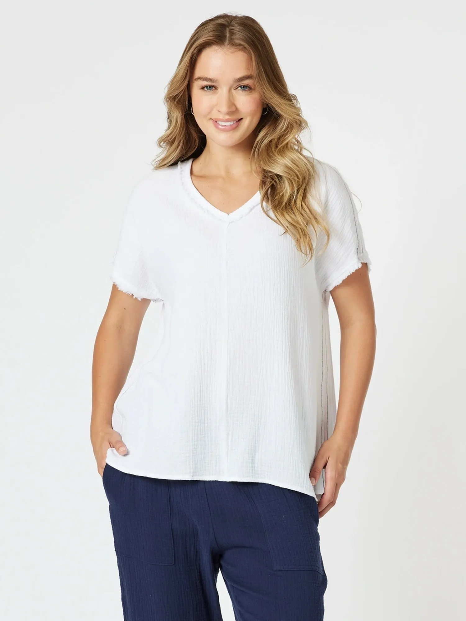 Mills Byron Cotton Top - White sold by RC & Co