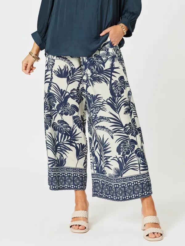 Palm Cove Print Wide Leg Pant - Navy Multi sold by RC & Co