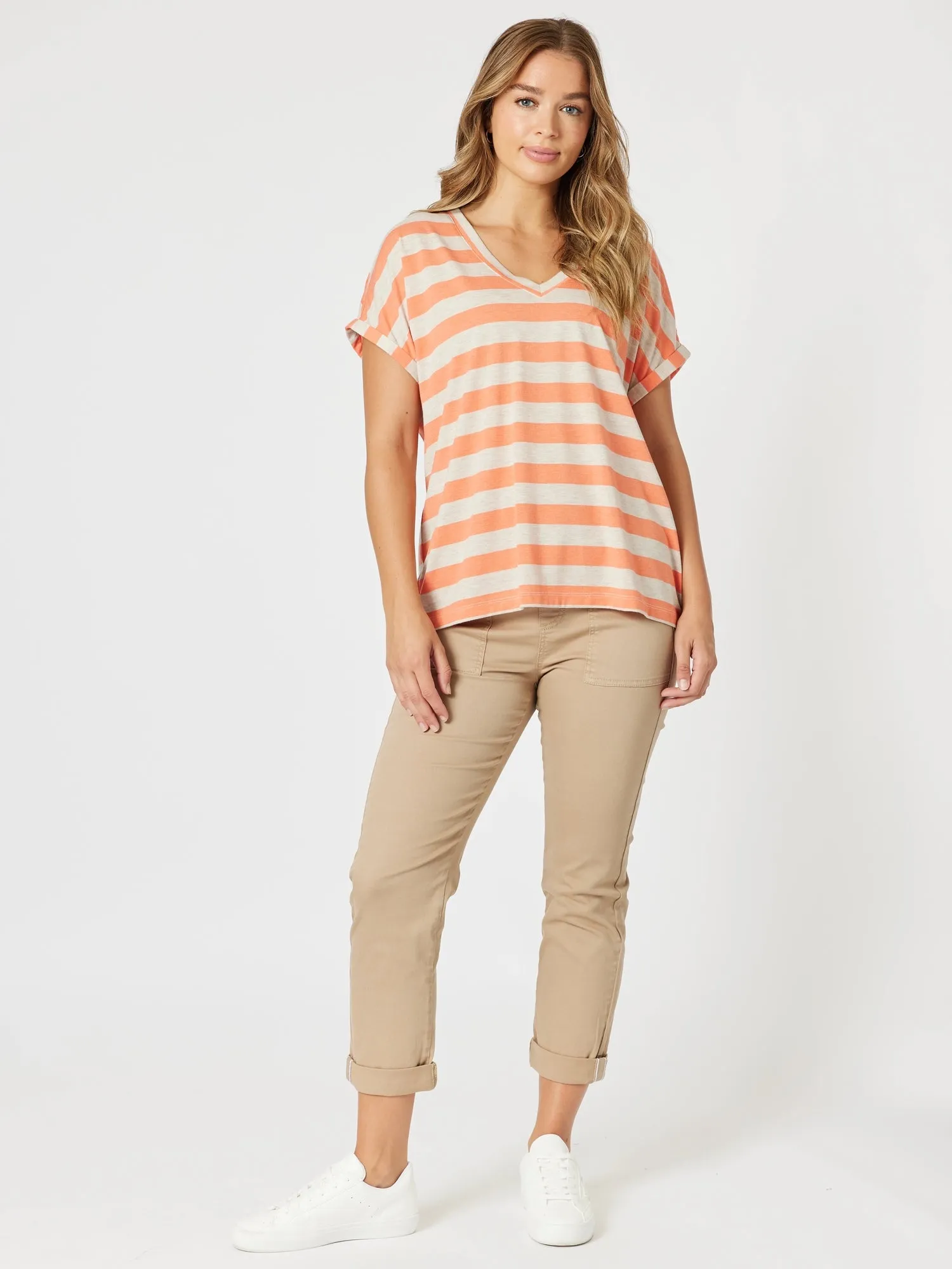 Addison Stripe Print Tee - Mango Natural sold by RC & Co product image thumbnail 2