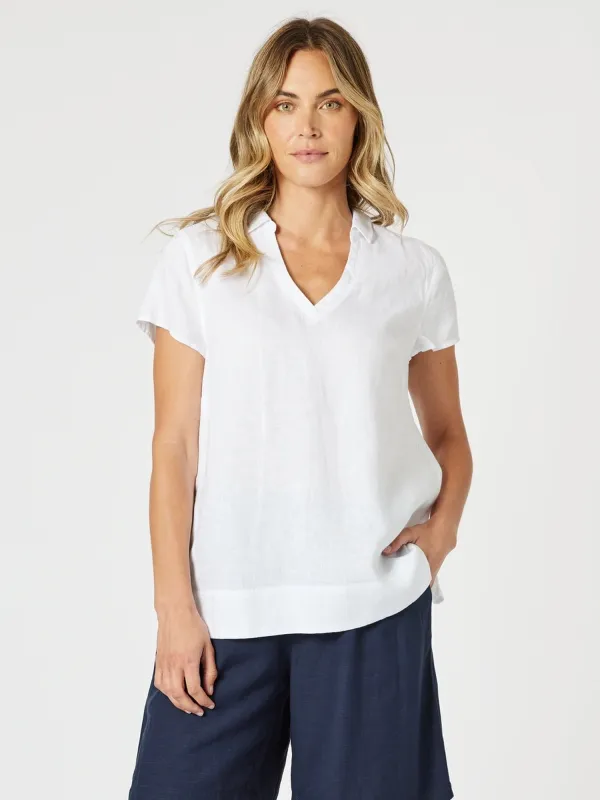 Beau Lino V Neck Top - White sold by RC & Co