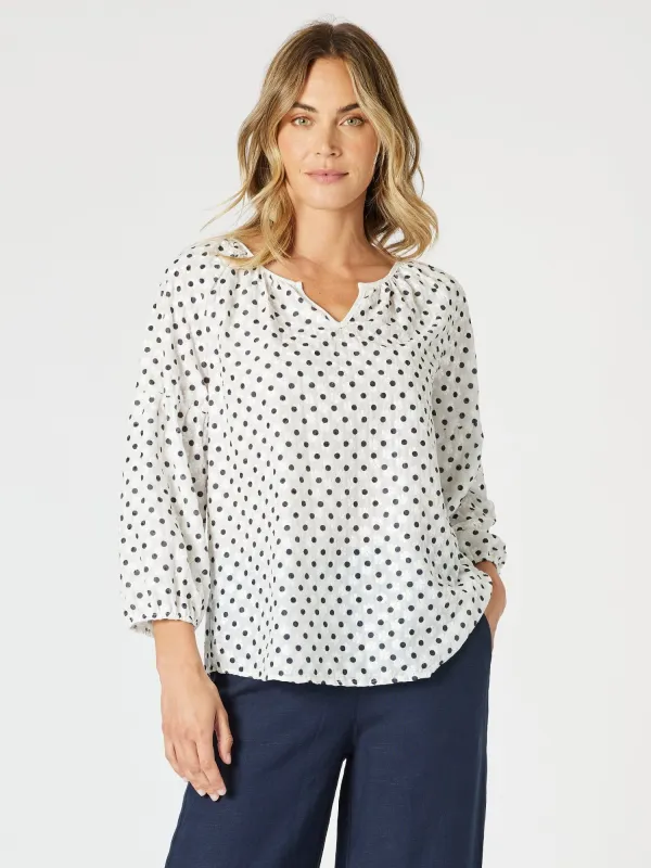 Get Dotty Embroidered Top - Navy/White made by RC & Co