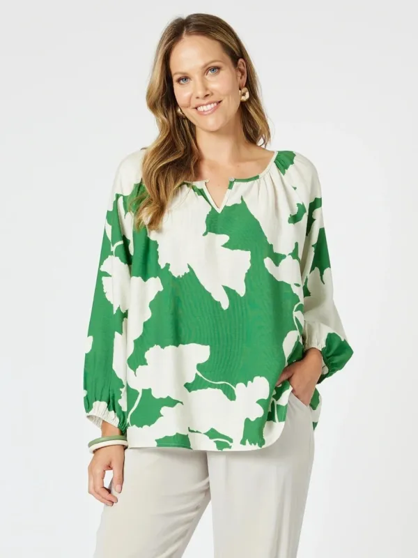 Barcelona Floral Print Top - Elm Natural sold by RC & Co