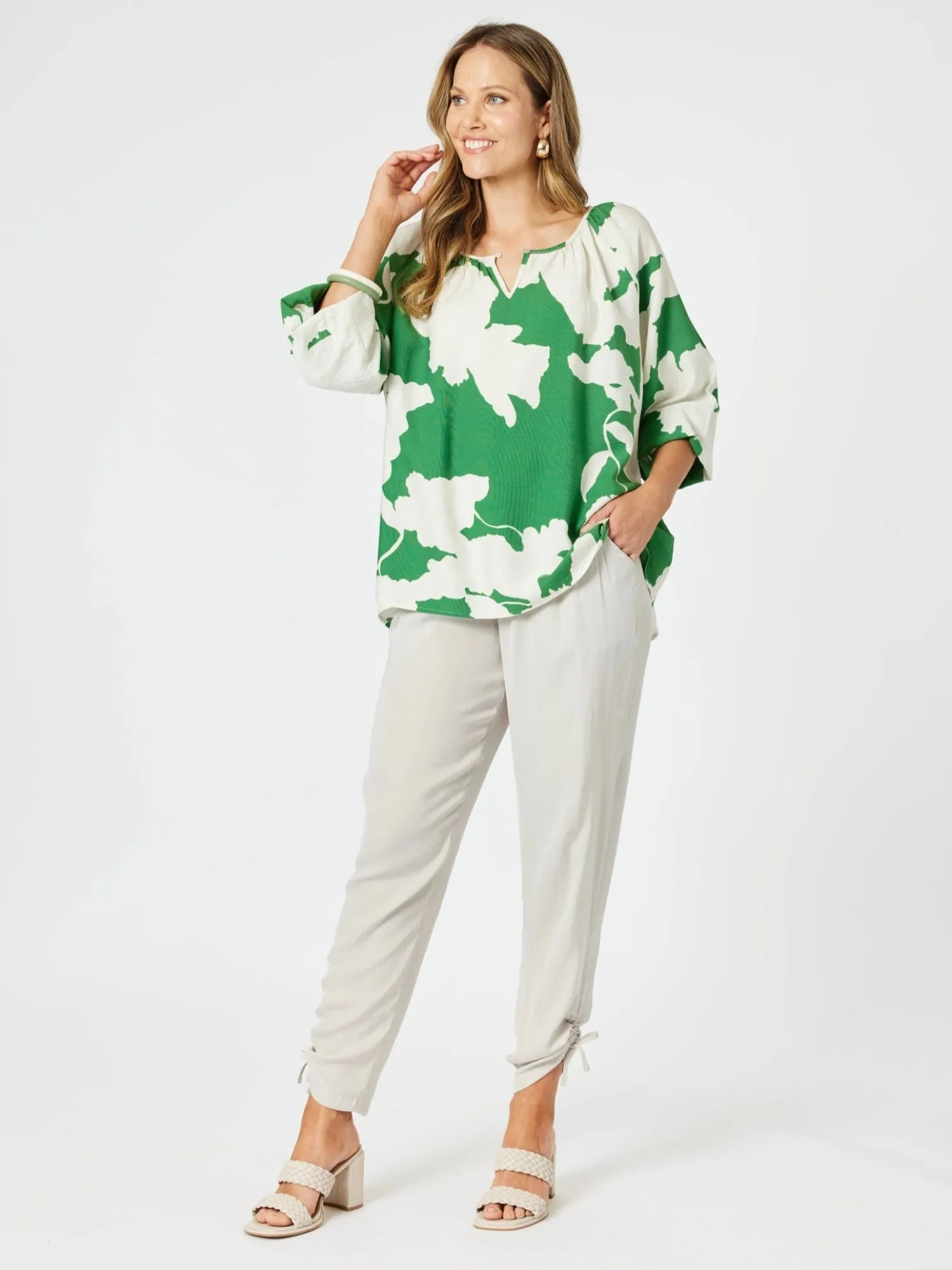 Barcelona Floral Print Top - Elm Natural sold by RC & Co product image thumbnail 5