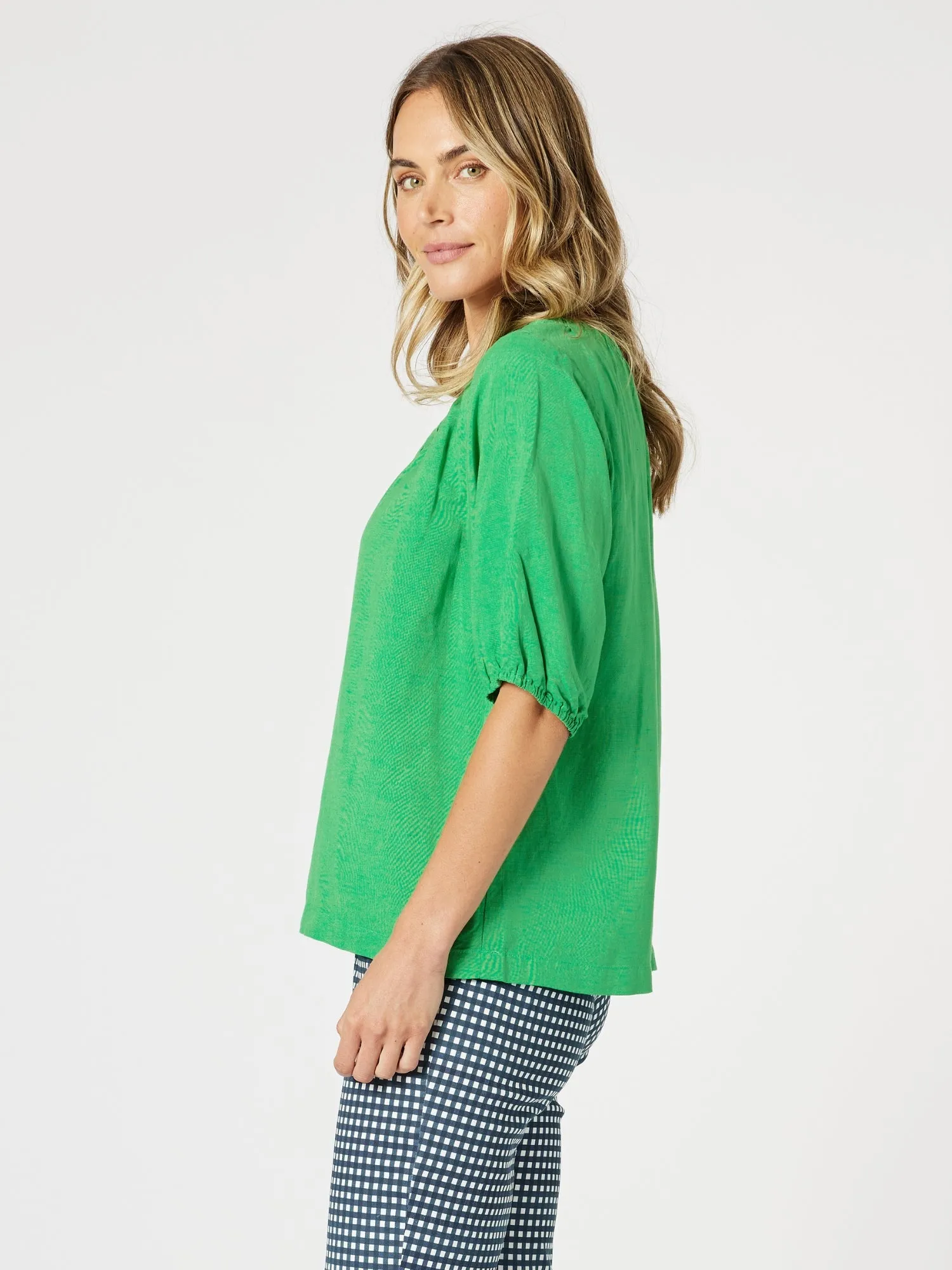 Lino V Neck Top - Elm sold by RC & Co product image thumbnail 4