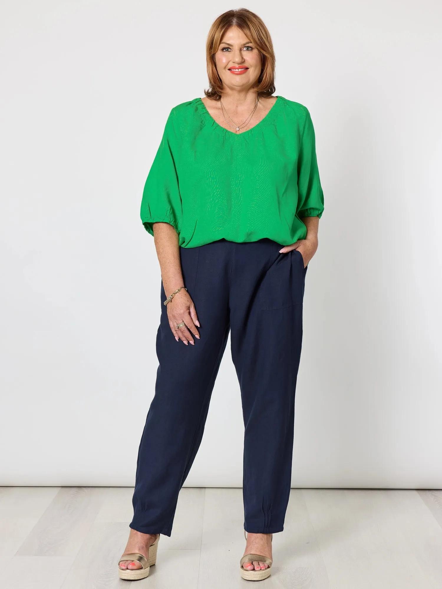 Lino V Neck Top - Elm sold by RC & Co product image thumbnail 2