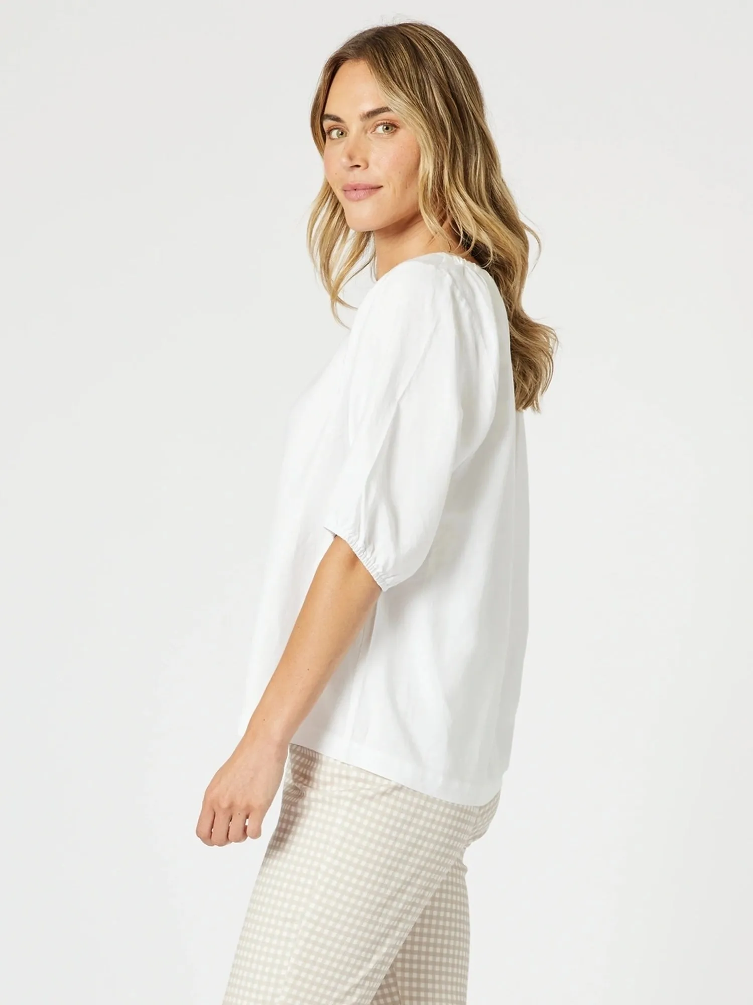 Lino V Neck Top - White sold by RC & Co product image thumbnail 4