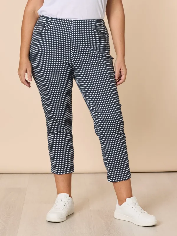 Alexis Gingham Print Pant - Navy sold by RC & Co