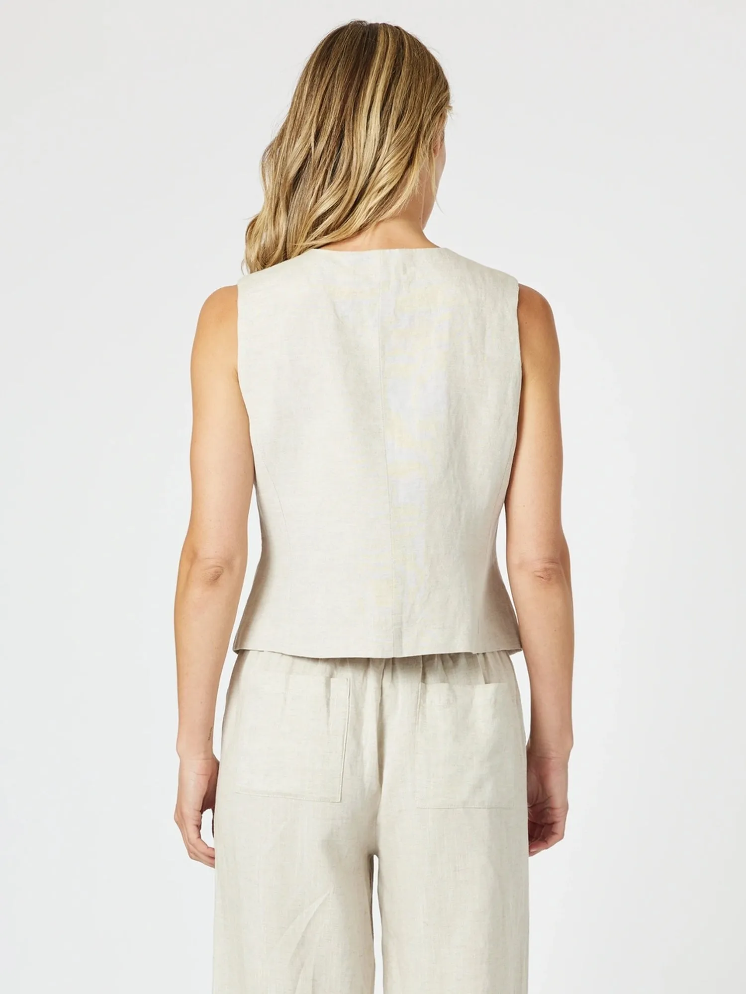 Lino Short Vest - Natural sold by RC & Co product image thumbnail 4