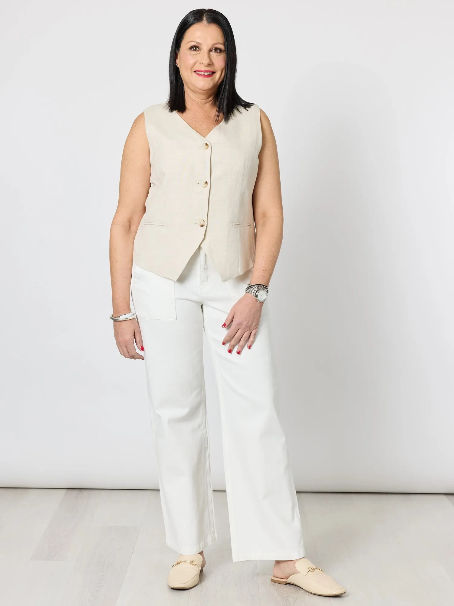 Lino Short Vest - Natural sold by RC & Co product image thumbnail 2