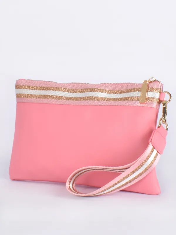 Leila Stripe Pouch - Pink sold by RC & Co