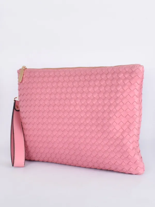 Sloane Large Plait Clutch - Pink sold by RC & Co