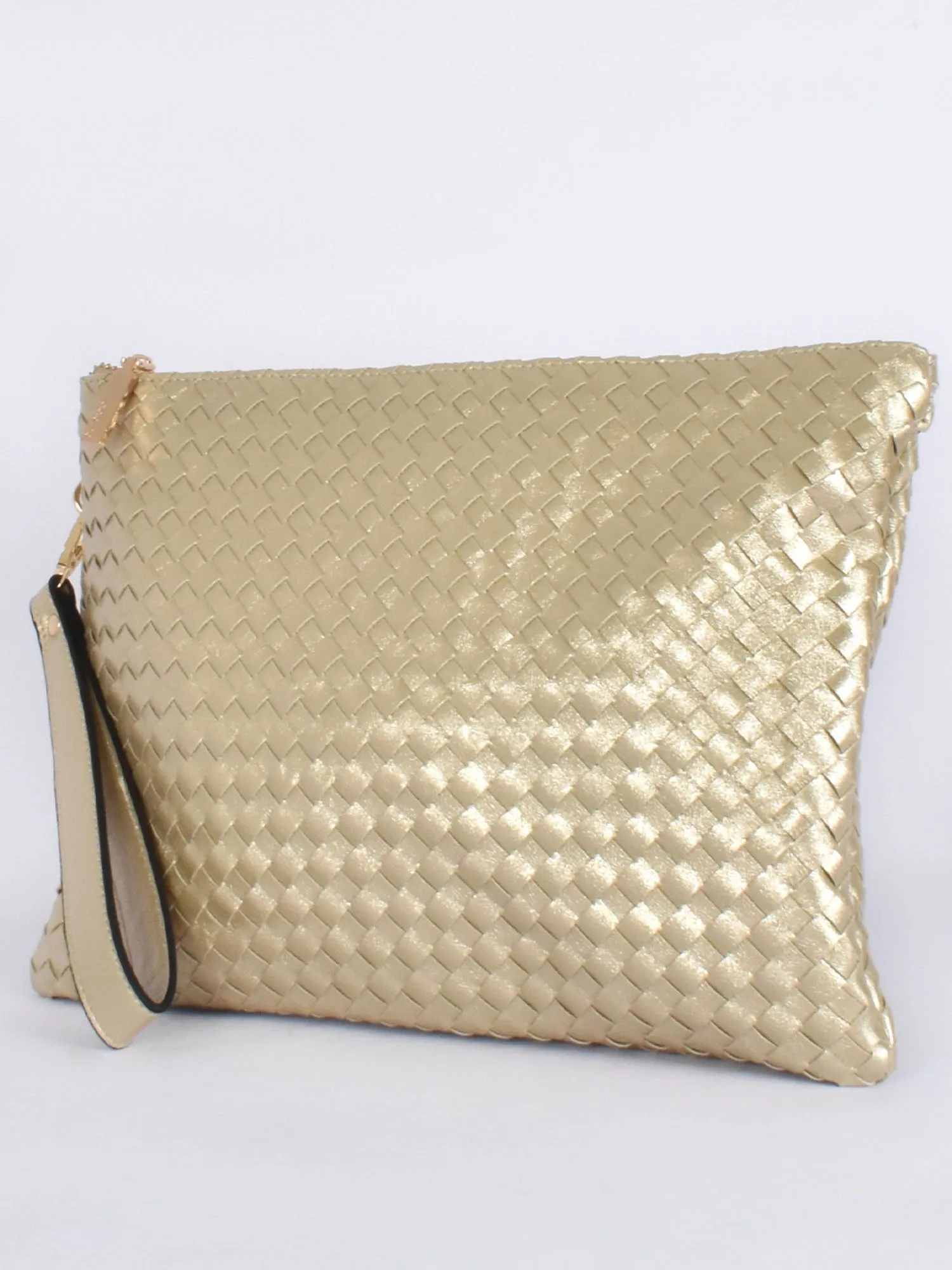 Sloane Large Plait Clutch - Gold sold by RC & Co