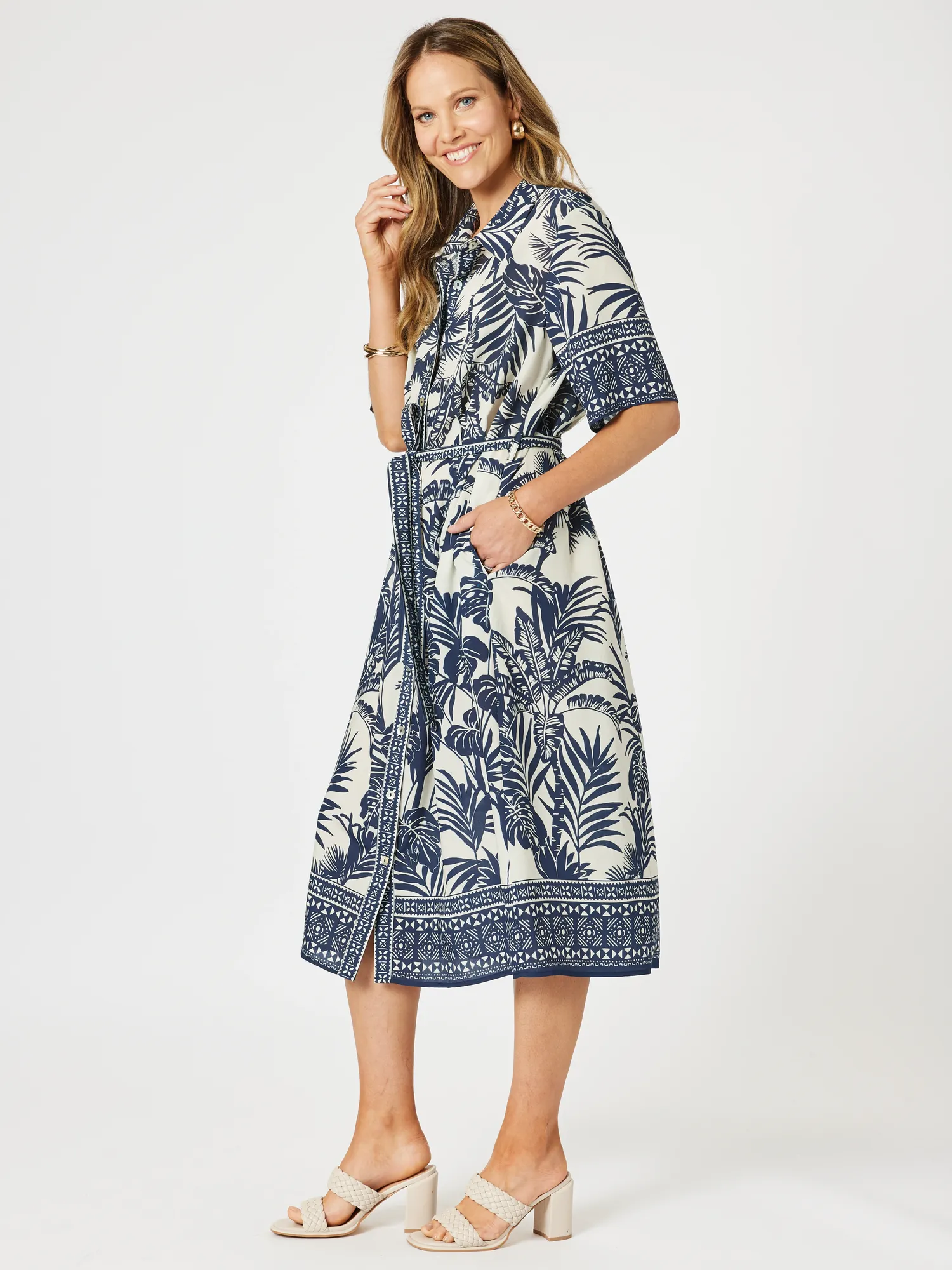 Palm Cove Print Shirt Dress - Navy Multi sold by RC & Co product image thumbnail 2