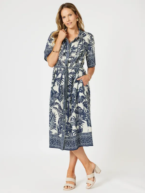 Palm Cove Print Shirt Dress - Navy Multi sold by RC & Co