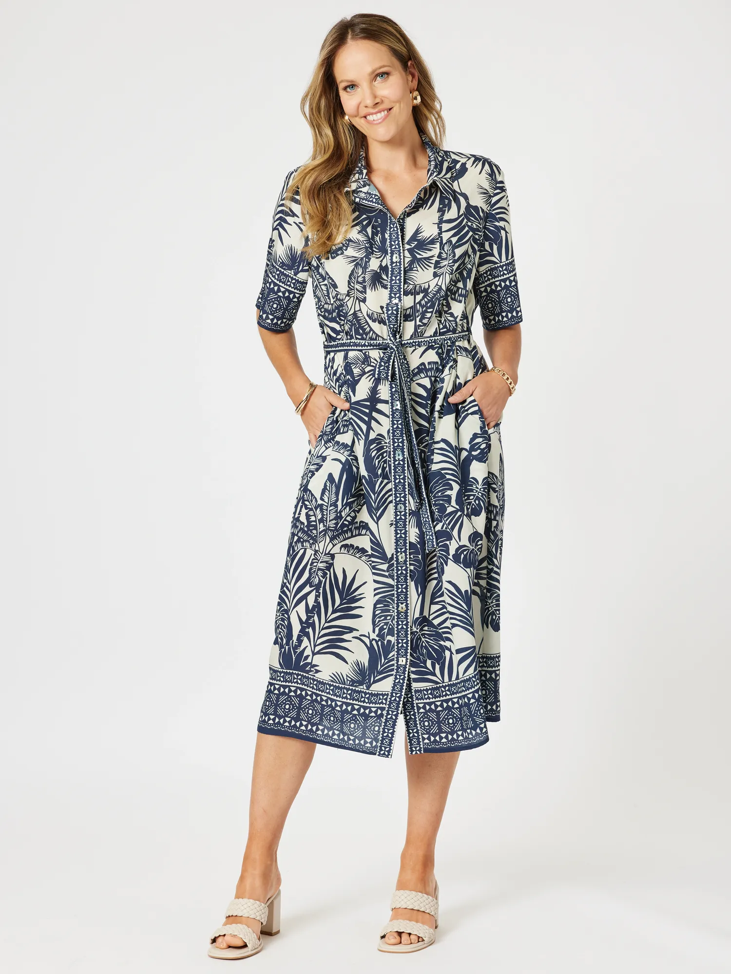 Palm Cove Print Shirt Dress - Navy Multi sold by RC & Co product image thumbnail 4