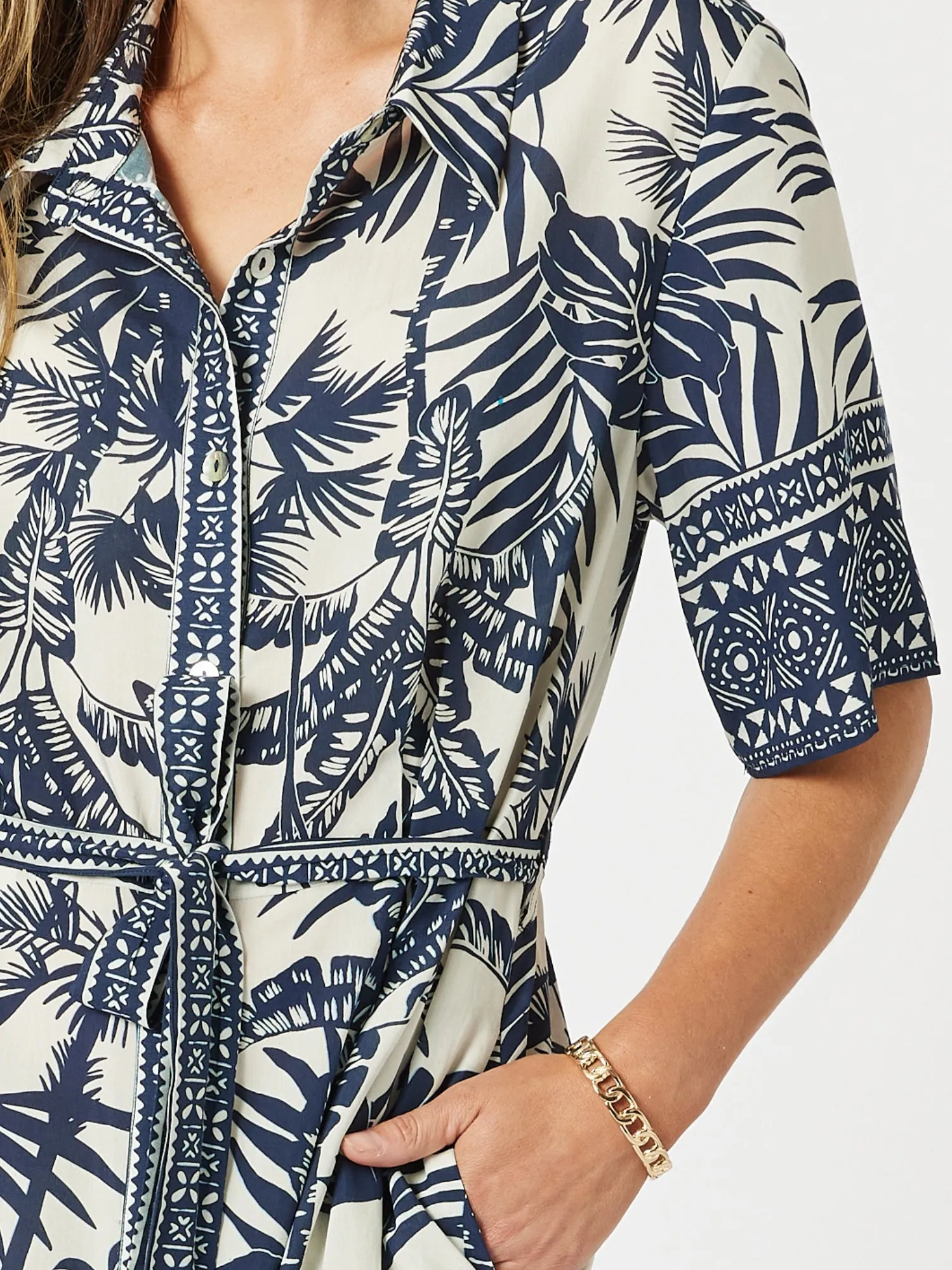 Palm Cove Print Shirt Dress - Navy Multi sold by RC & Co product image thumbnail 3