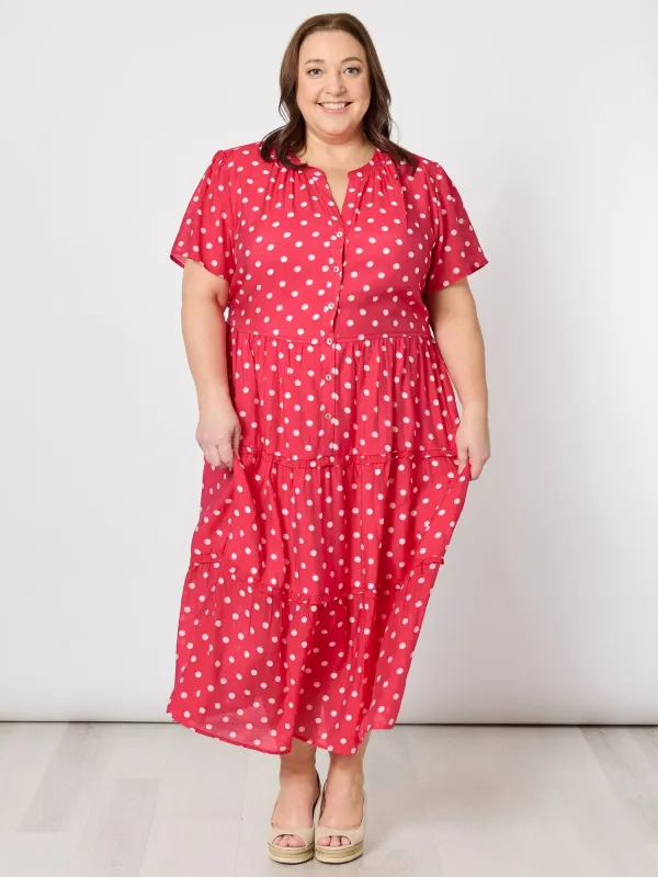 French Rose Spot Print Dress - Red/White sold by RC & Co