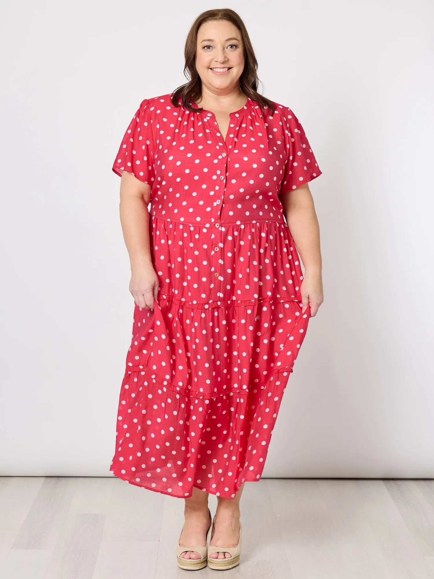 French Rose Spot Print Dress - Red/White sold by RC & Co