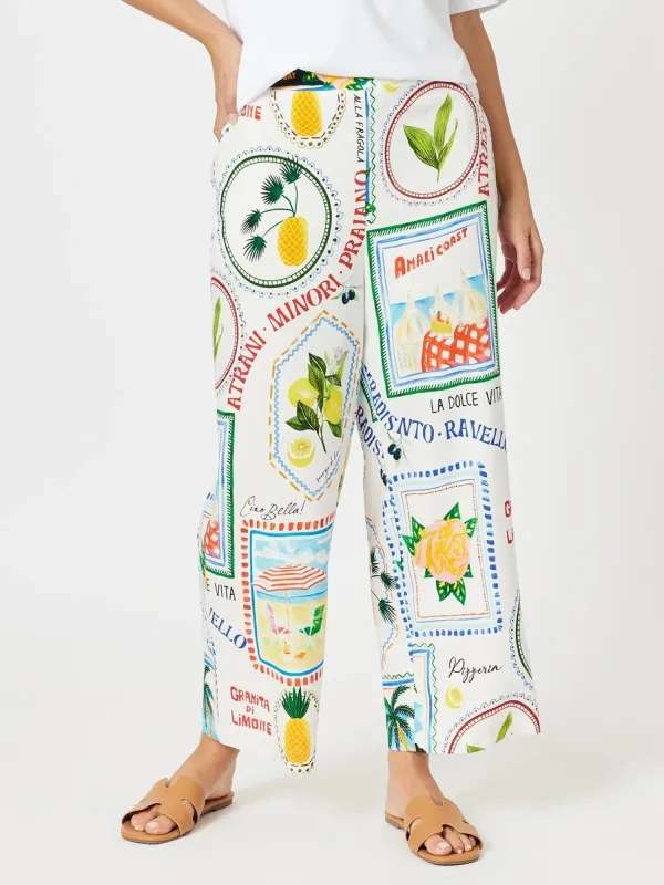Amalfi Print Wide Leg Pant - Blue/Multi sold by RC & Co