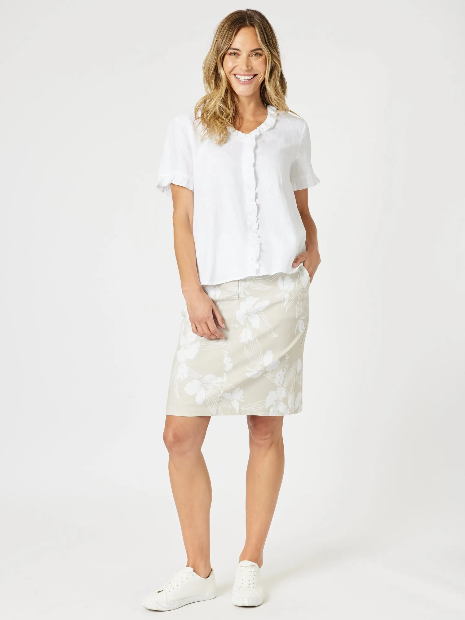 Morro Bay Floral Print Skirt - Natural/White sold by RC & Co product image thumbnail 5