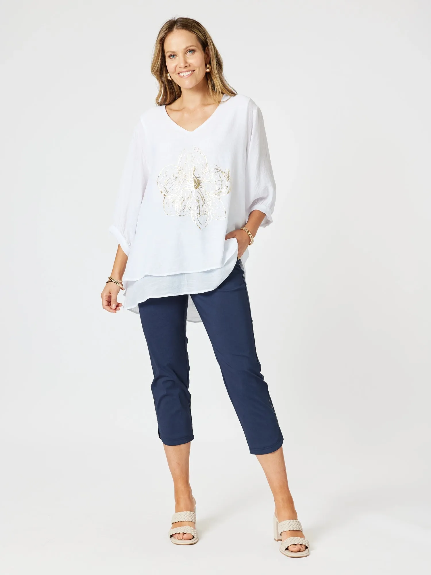 Gold Flower Top - White/Gold sold by RC & Co product image thumbnail 5